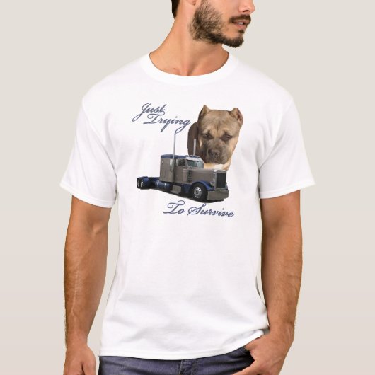 Gewoon proberen te overleven t-shirt (Voorkant)