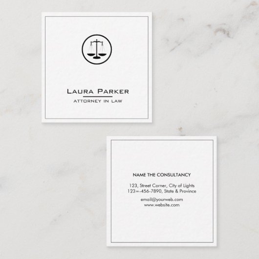 Gewoon procureur-generaal Klassieke schaal Eenvoud Vierkante Visitekaartje (Voorkant / Achterkant)