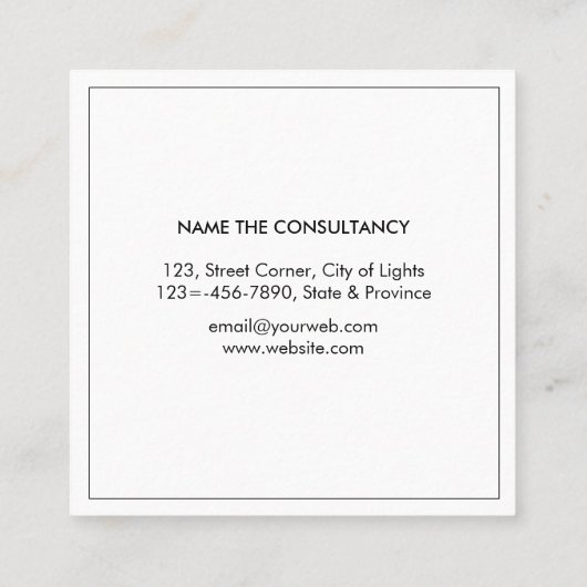 Gewoon procureur-generaal Klassieke schaal Eenvoud Vierkante Visitekaartje (Achterkant)