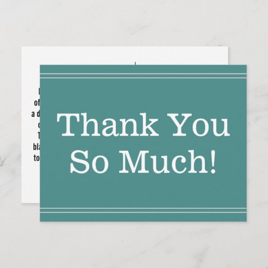 Gewoon, professioneel "Heel erg bedankt!" Briefkaa Briefkaart (Voorkant / Achterkant)