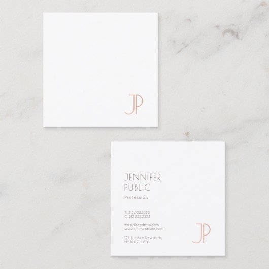 Gewoon professioneel legant modern design monogram vierkante visitekaartje (Voorkant / Achterkant)