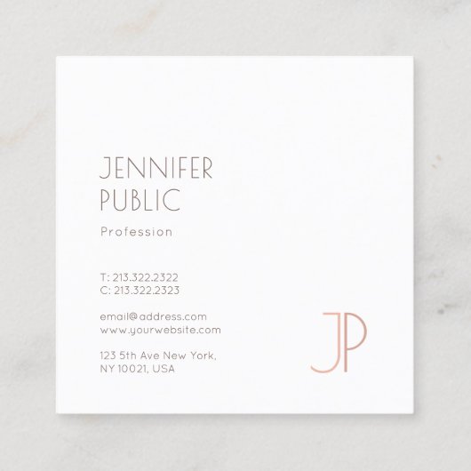 Gewoon professioneel legant modern design monogram vierkante visitekaartje (Achterkant)