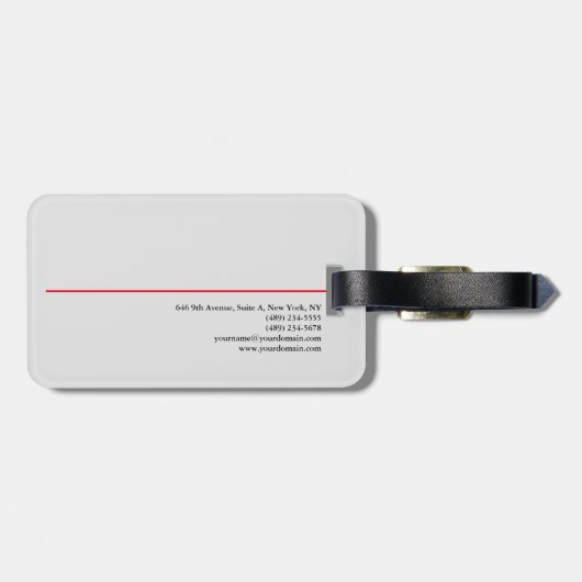 Gewoon professioneel modern zwart grijs rood bagagelabel (Achterkant horizontaal)