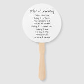 Gewoon programma voor zwarte en witte bruiloft handwaaier (Achterkant)