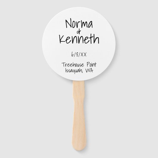 Gewoon programma voor zwarte en witte bruiloft handwaaier (Voorkant)