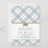 Gewoon Pset Blue en Tan met Monogram Weddenschap Kaart (Voorkant)