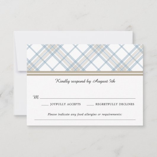 Gewoon Pset Blue en Tan Wedding RSVP (Voorkant)