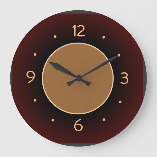 Gewoon RedBrown met Tan Center Kitchen Clock Grote Klok (Voorkant)