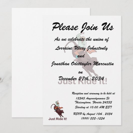 Gewoon Ride it Cowboy en Bull Kaart (Voorkant / Achterkant)