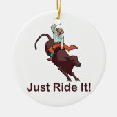 Gewoon Ride it Cowboy en Bull Keramisch Ornament (Voorkant)