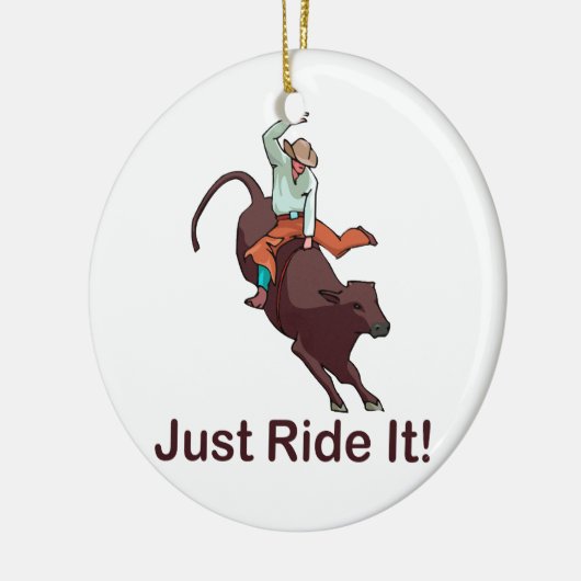 Gewoon Ride it Cowboy en Bull Keramisch Ornament (Links)