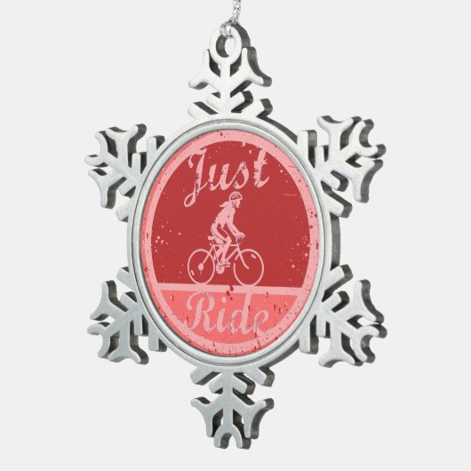 Gewoon Ride Vrouw Cyclist Snowflake Ornament (Rechts)