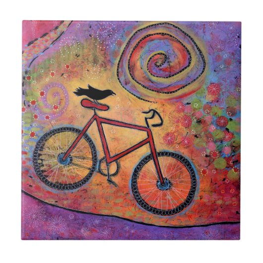 Gewoon rijwiel en fiets met fly Raven Riding Tegeltje (Voorkant)