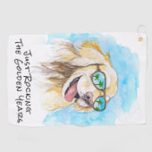 Gewoon rocken de gouden jaren grappige Pun pensioe Golfhanddoek (Horizontaal)