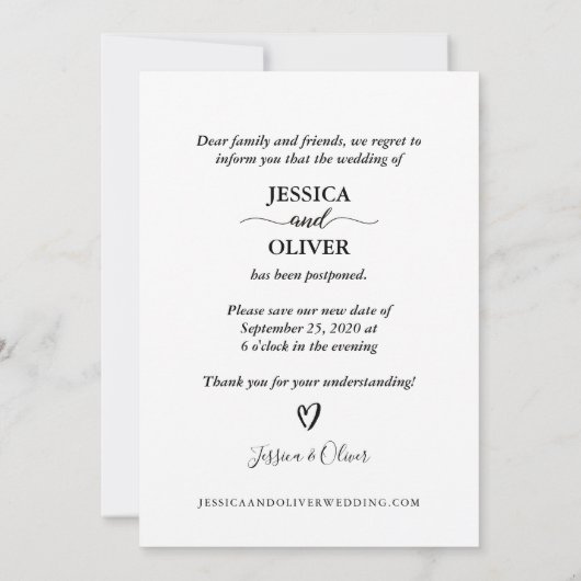 Gewoon rollen met het uitgestelde bruiloft aankond kaart (Achterkant)