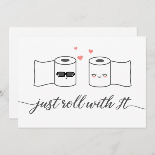 Gewoon rollen met het uitgestelde bruiloft aankond kaart (Voorkant / Achterkant)