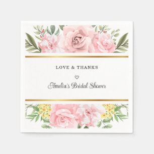 Gewoon romantisch roze roos bloemenliefde en Bedan Servet