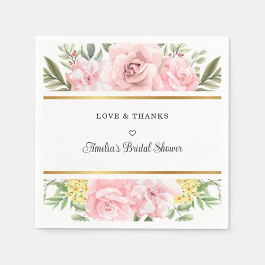 Gewoon romantisch roze roos bloemenliefde en Bedan Servet (Voorkant)