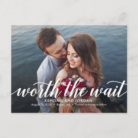 Gewoon romantische bewerkbare kleur Sla de datum o Briefkaart (Voorkant)