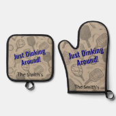 Gewoon rond gepersonaliseerd cadeau dineren ovenwant & pannenlap set (Voorkant)