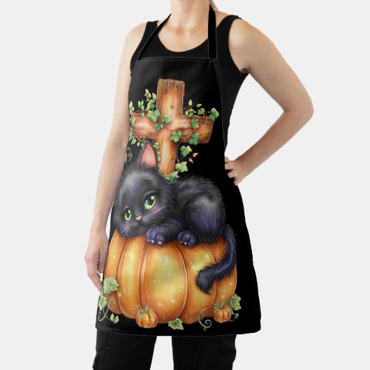 Gewoon rondhangen, kitten rusten in pompoen schort (Insitu)