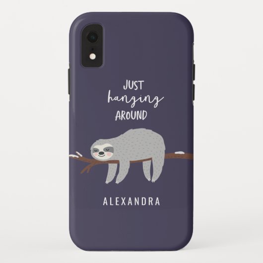 Gewoon rondhangen leuke lichte cartoon luiaard Case-Mate iPhone case (Achterkant)