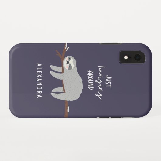 Gewoon rondhangen leuke lichte cartoon luiaard Case-Mate iPhone case (Achterkant (horizontaal))