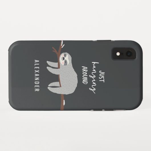 Gewoon rondhangen leuke lichte cartoon luiaard Case-Mate iPhone case (Achterkant (horizontaal))