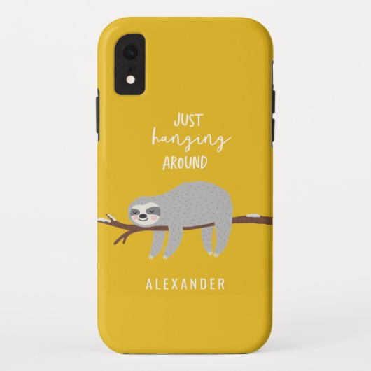 Gewoon rondhangen leuke lichte cartoon luiaard Case-Mate iPhone case (Achterkant)