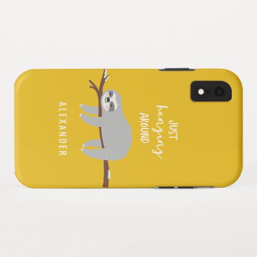 Gewoon rondhangen leuke lichte cartoon luiaard Case-Mate iPhone case (Achterkant (horizontaal))