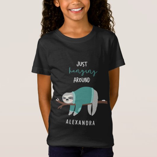 Gewoon rondhangen luiaard blauwgroen t-shirt (Voorkant)