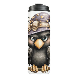 Gewoon rondhangen, mysterieuze ondeugende Kraai. Thermosbeker