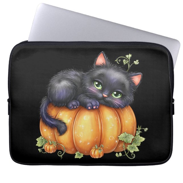 Gewoon rondhangen, Rustende Kitten In Pompoen Laptop Sleeve (Voorkant)