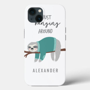 Gewoon rondhangende leuke heldere cartoon luiaard iPhone 13 hoesje