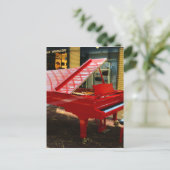 Gewoon rood: grote piano briefkaart (Staand voorkant)