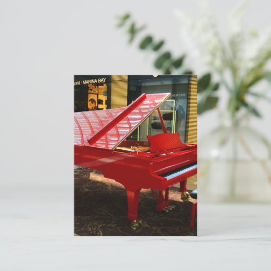 Gewoon rood: grote piano briefkaart (Staand voorkant)