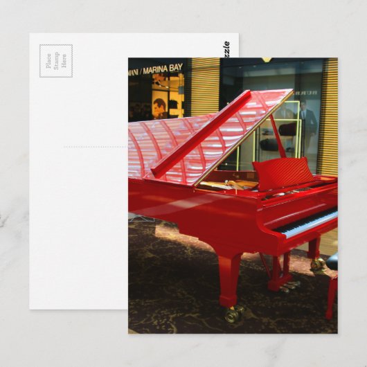 Gewoon rood: grote piano briefkaart (Voorkant / Achterkant)