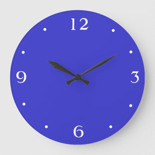 Gewoon Royal Blue en white> Plain Kitchen Clocks Grote Klok (Voorkant)