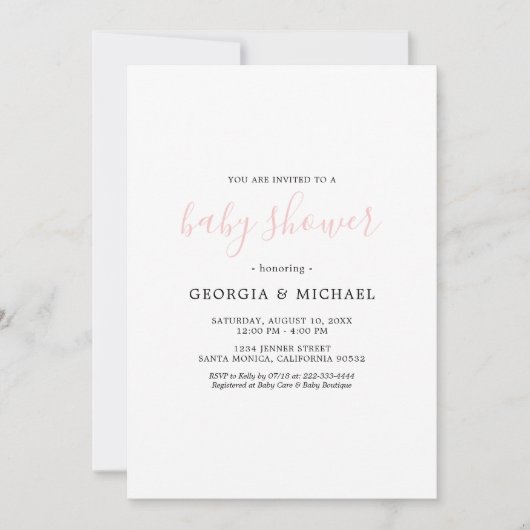 Gewoon roze babyschoeisel kaart (Voorkant)