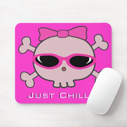 Gewoon roze Cartoon schedel met zonnebril Muismat (Met muis)