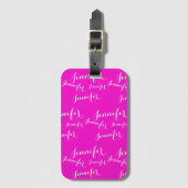 Gewoon roze en jouw naam bagagelabel (Voorkant (verticaal))