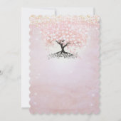 Gewoon roze hart blad boom sprookjesachtige bruilo kaart (Achterkant)