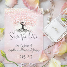 Gewoon roze hart blad boom sprookjesachtige bruilo