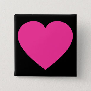 Gewoon roze hart vierkante button 5,1 cm
