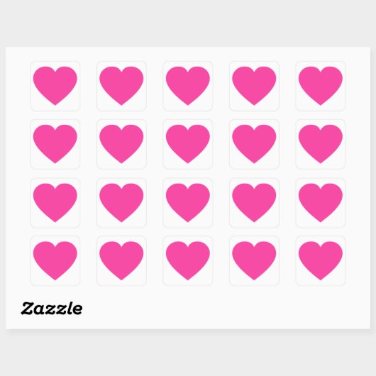 Gewoon roze hart vierkante sticker (Vel)