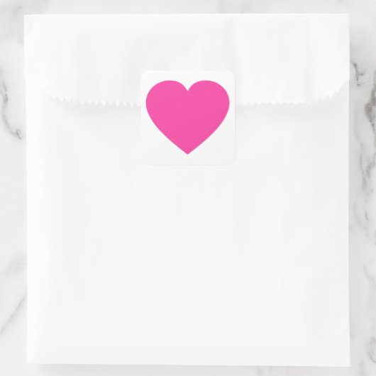 Gewoon roze hart vierkante sticker (Tas)