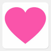 Gewoon roze hart vierkante sticker (Voorkant)