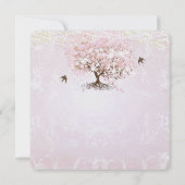 Gewoon Roze Hartblad Boom Liefdesvogel Bruiloft Kaart (Achterkant)