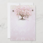 Gewoon Roze Hartblad Boom Liefdesvogel Bruiloft Kaart (Achterkant)