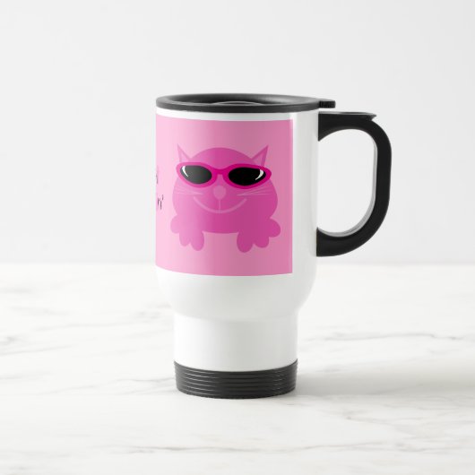 Gewoon roze katten met zonnebril reisbeker (Rechts)